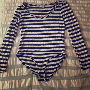 One Piece Long Sleeve Black/Cream Striped BodySuit
